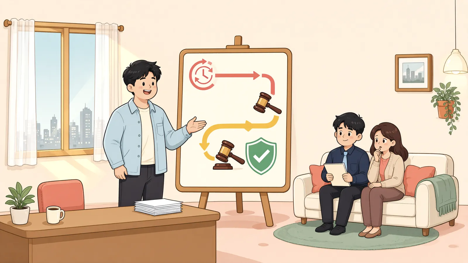 「증액경정처분, 심판청구를 다시 해야 할까?」 상황을 그린 삽화