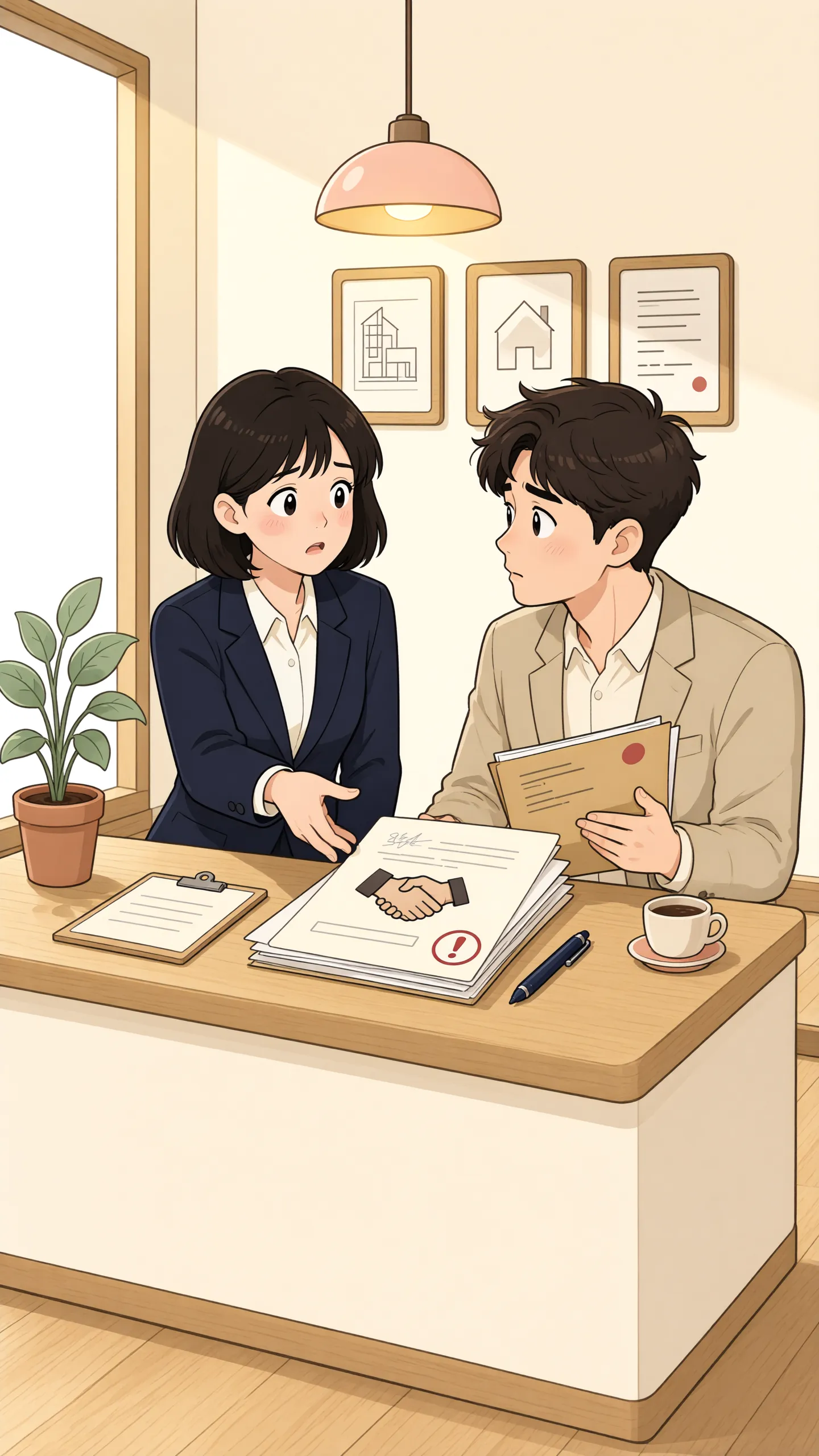 「무등록 중개인의 수수료 약정, 꼭 지급해야 할까」 상황을 그린 삽화