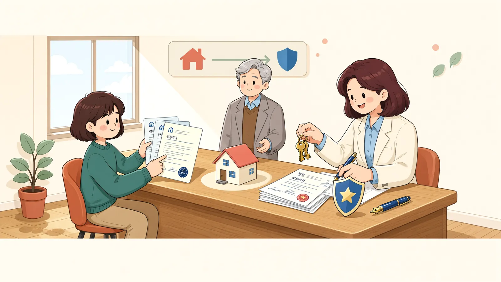 「새 임대차계약을 쓰면 종전 우선변제권도 사라질까」 상황을 그린 삽화