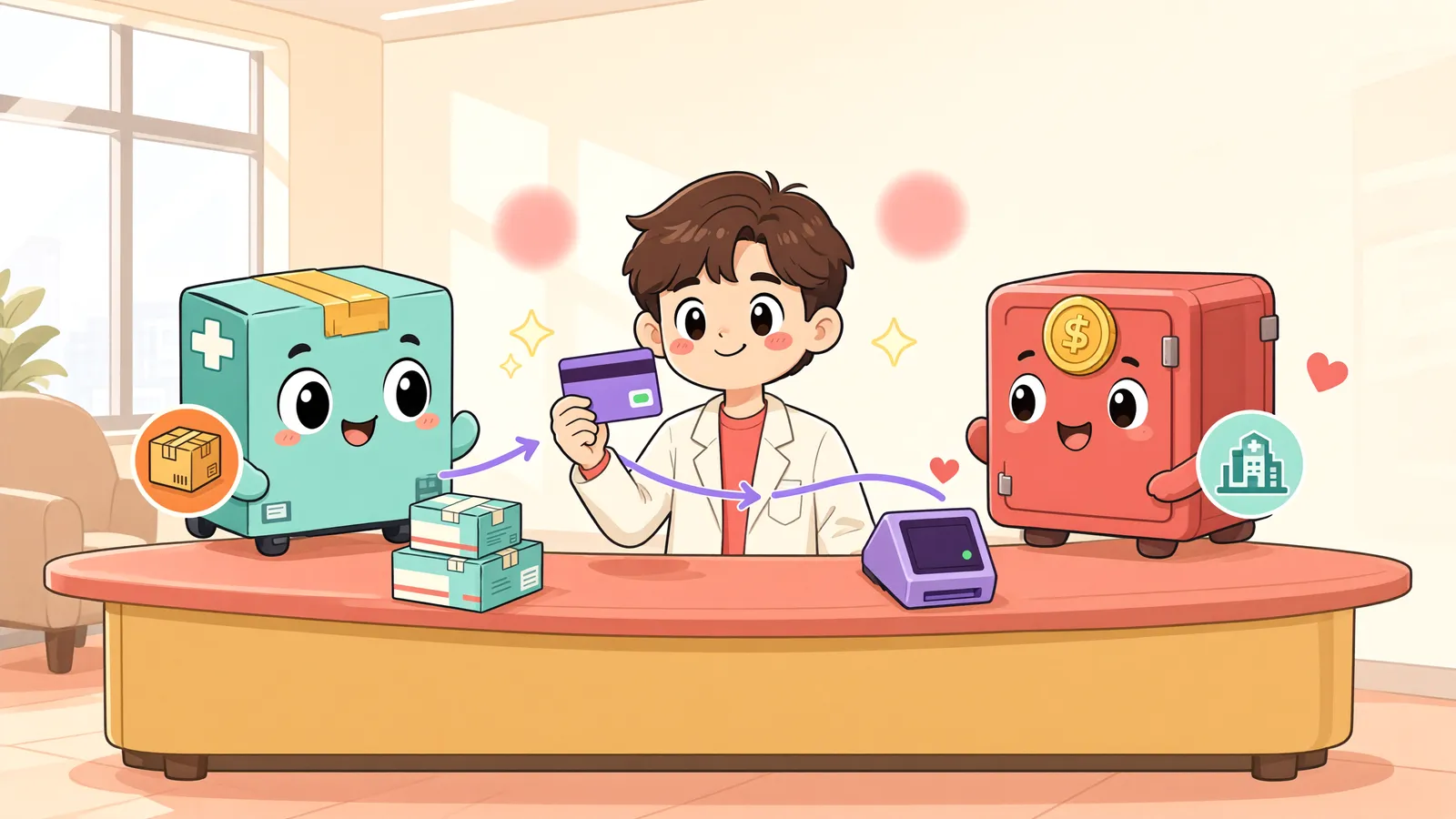 「카드 포인트, 약국의 사업소득이 될 수 있을까」 상황을 그린 삽화