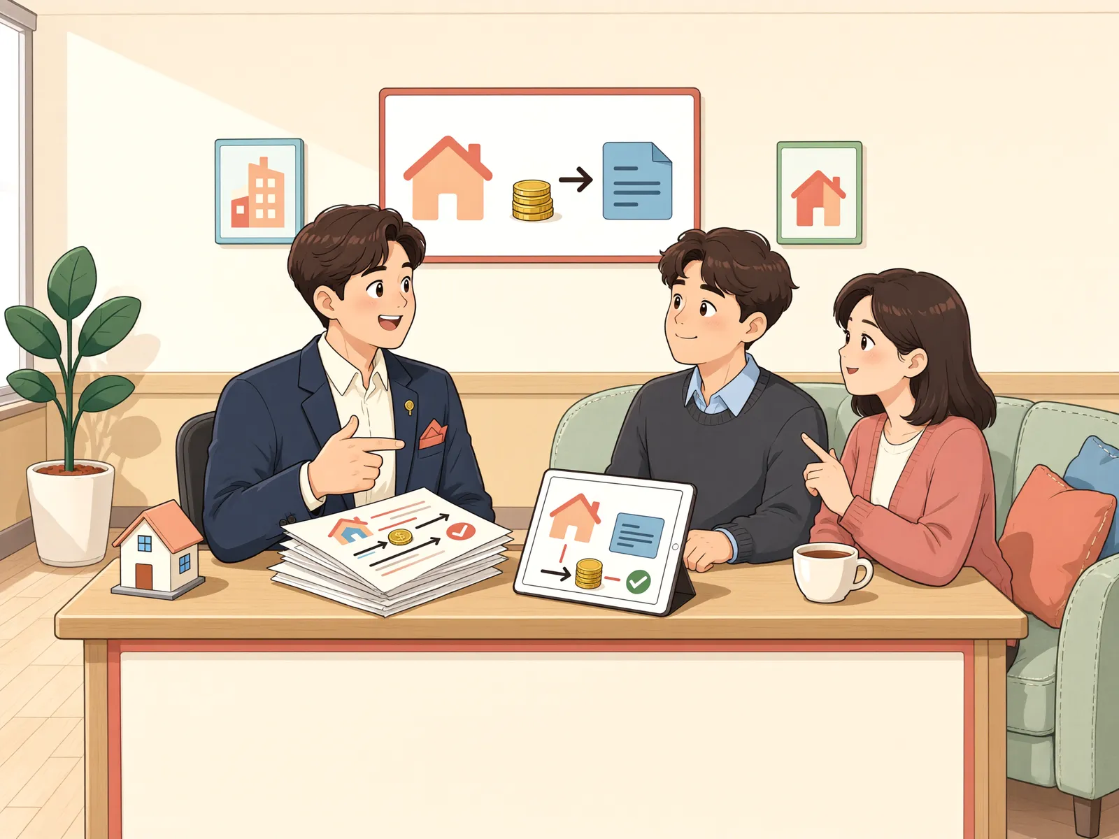 「근저당권 설정 전에 빌린 돈도 담보에 넣을 수 있을까」 상황을 그린 삽화