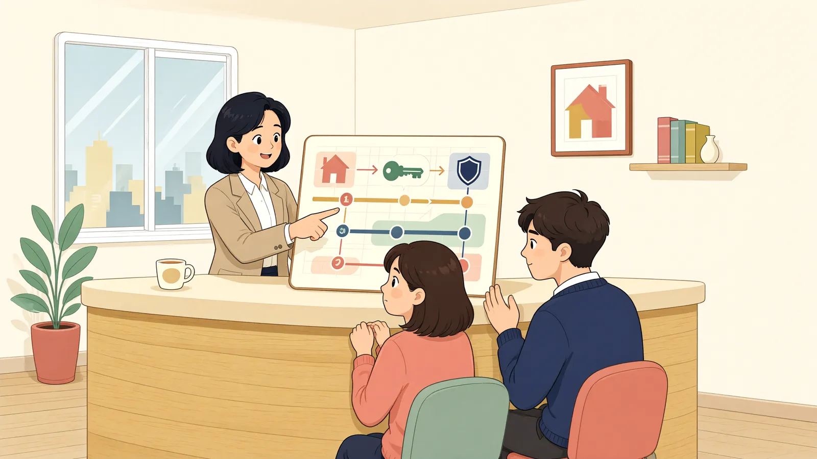 「먼저 설정된 근저당, 나중에 들어온 임차인의 보증금은?」 상황을 그린 삽화