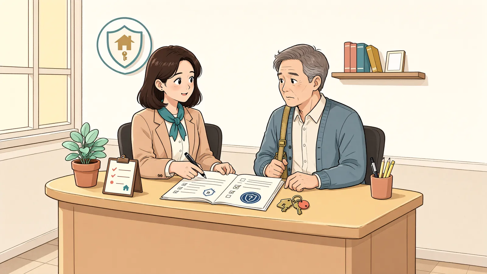 「여관 객실에 살았는데, 경매 때도 주택임대차보호법이 적용될까?」 상황을 그린 삽화