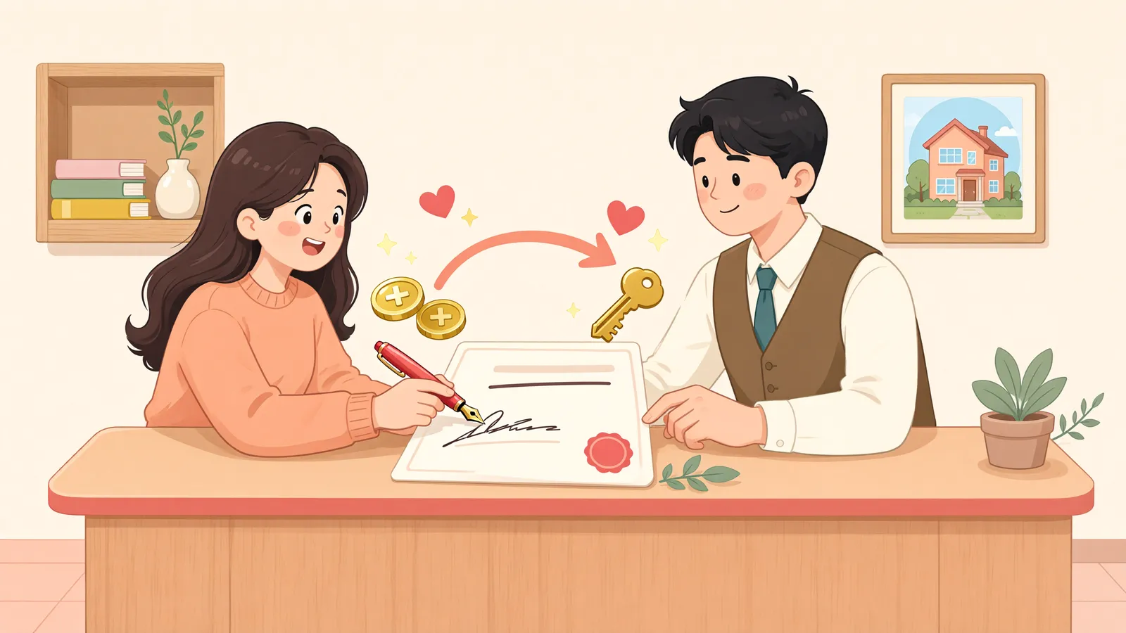 「원상복구 약정, 유익비도 돌려받지 못할 수 있습니다」 상황을 그린 삽화