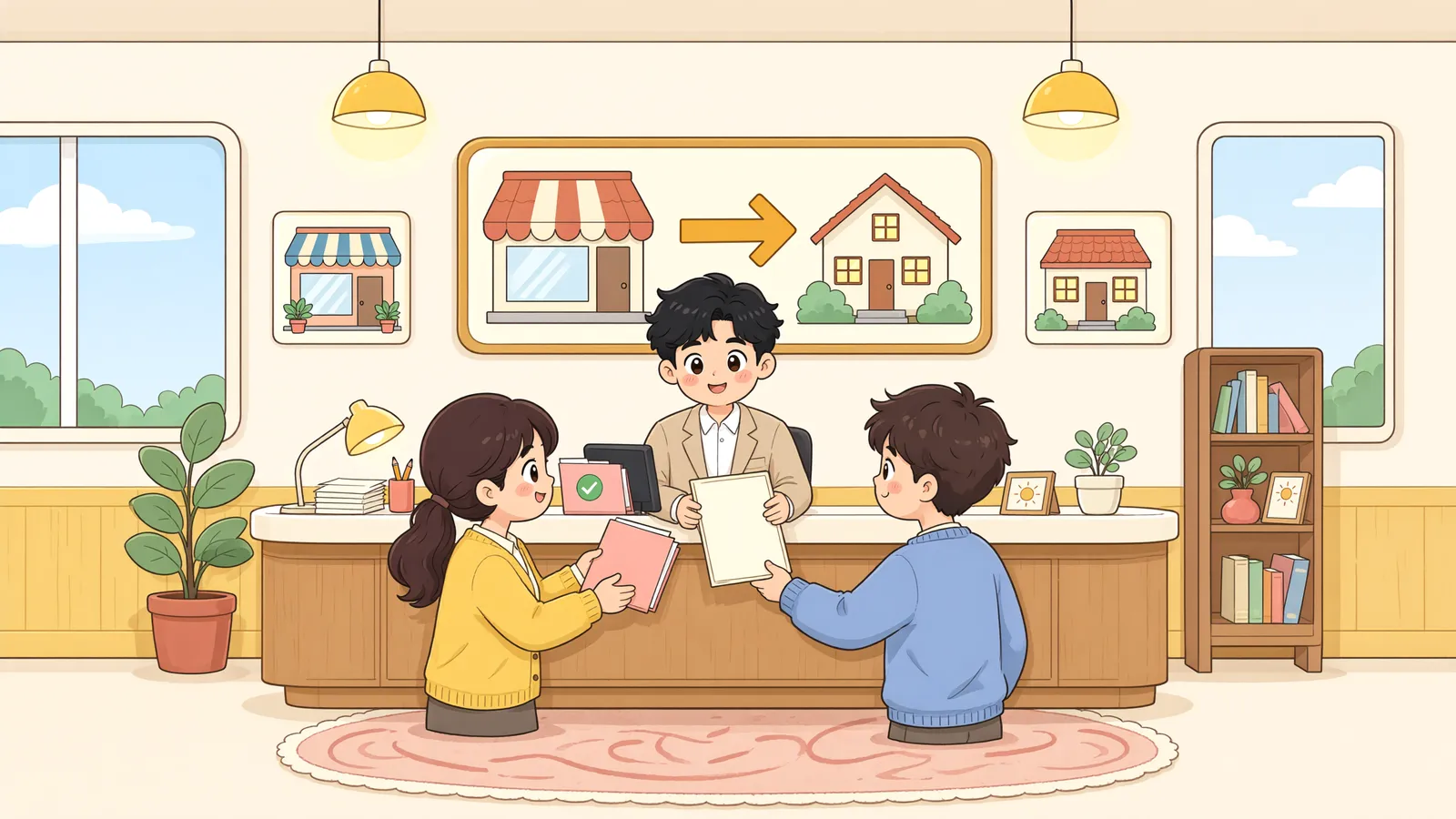 「옛 인쇄소를 고쳐 만든 집, 임대차 보호를 받을 수 있을까」 상황을 그린 삽화