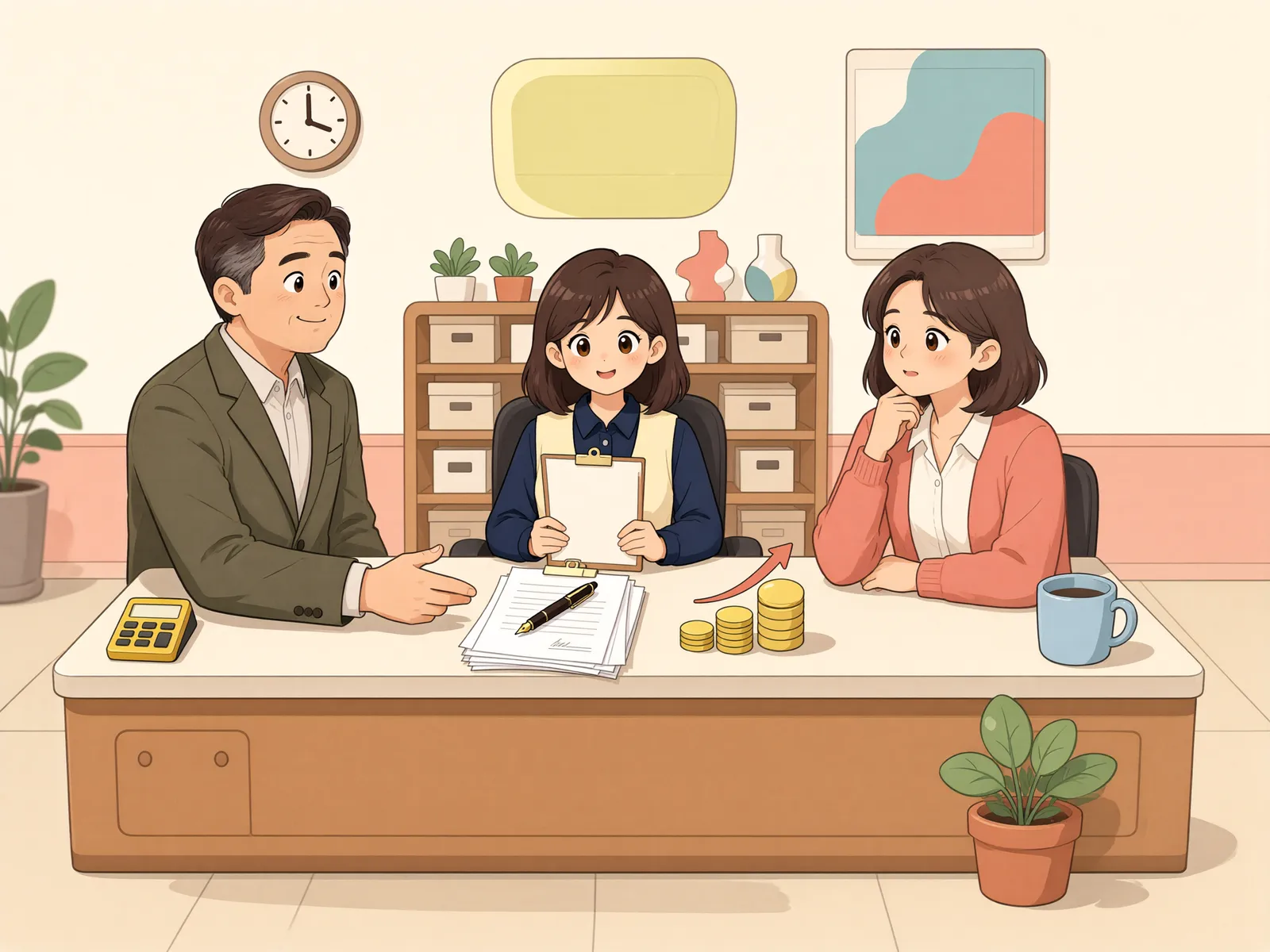 「재계약 때 올린 보증금, 증액 상한이 적용될까?」 상황을 그린 삽화