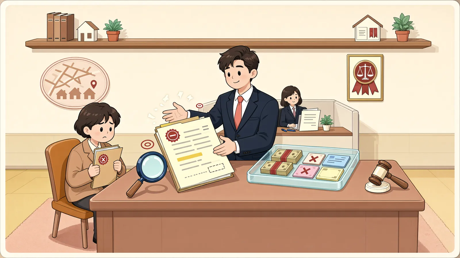 「공탁을 빠뜨린 이의신청, 곧바로 각하될까」 상황을 그린 삽화