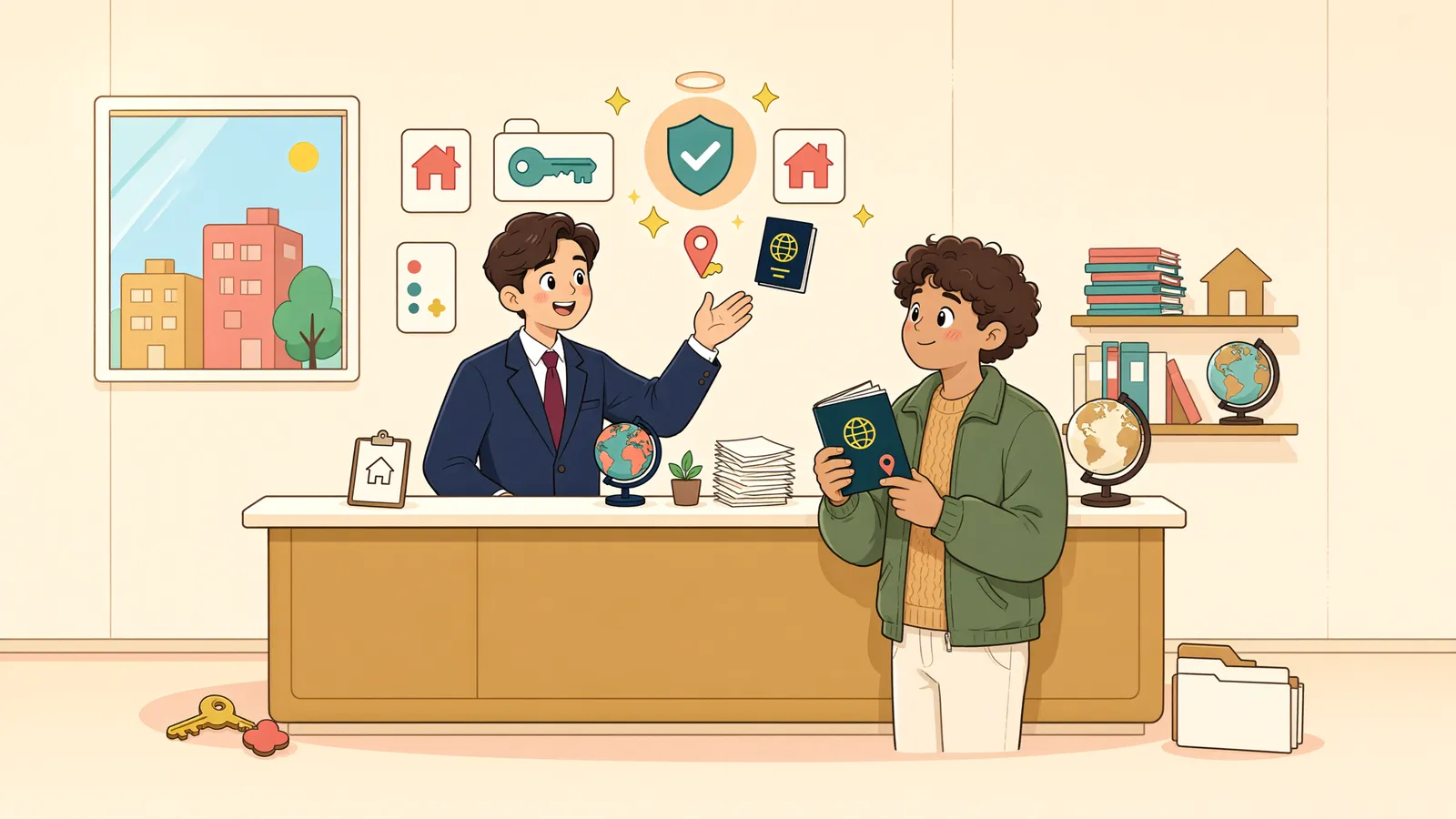 「외국인 임차인도 보호받을 수 있을까?」 상황을 그린 삽화