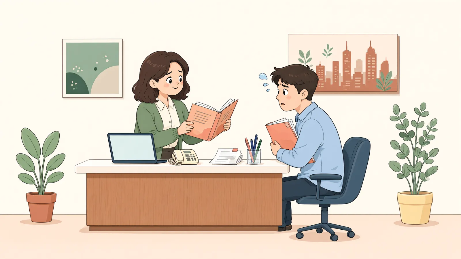 「추심한 돈, 혼자 쓸 수는 없습니다」 상황을 그린 삽화