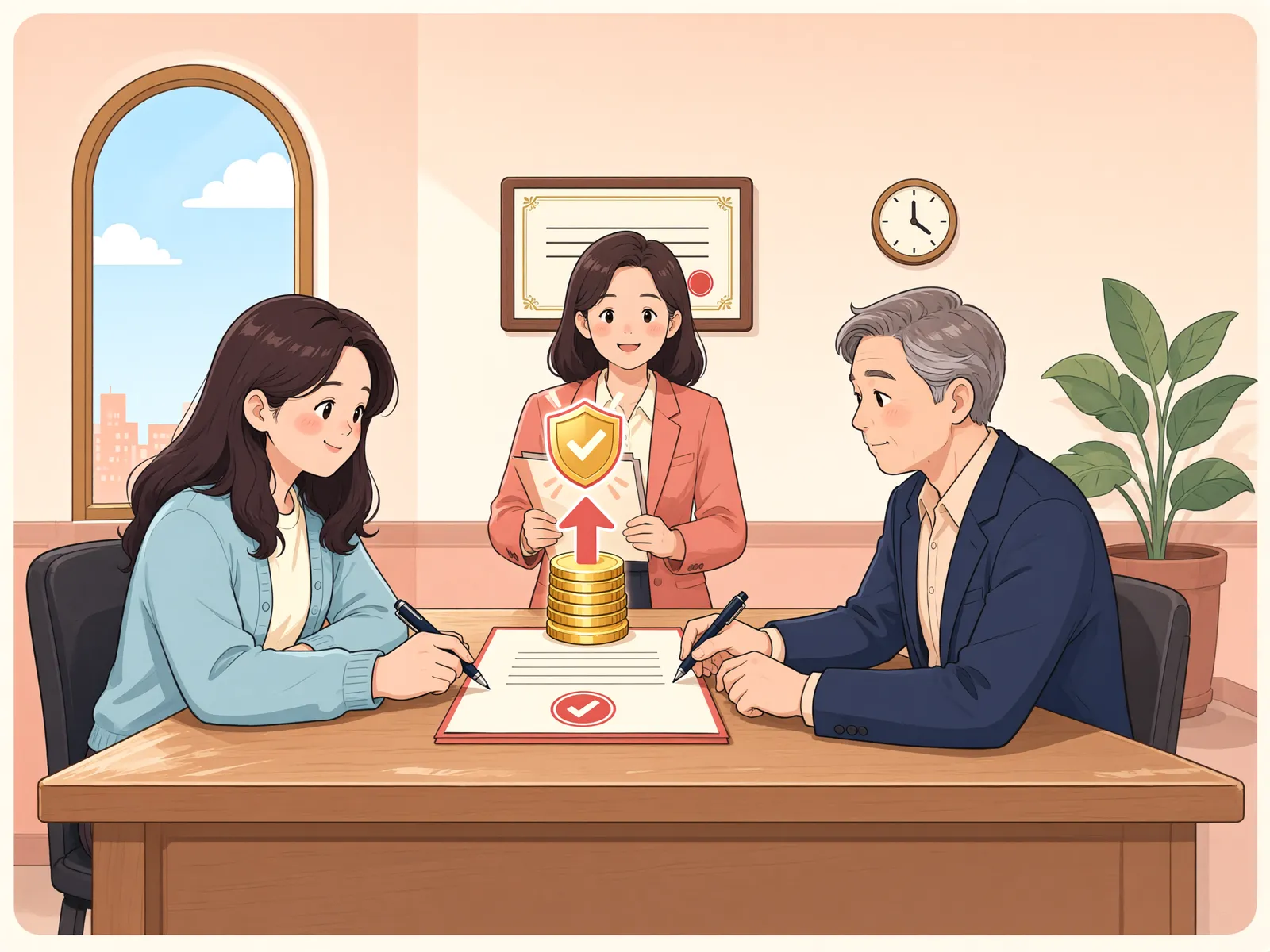 「보증금이 올랐다면, 먼저 설정된 담보권과의 순서는?」 상황을 그린 삽화