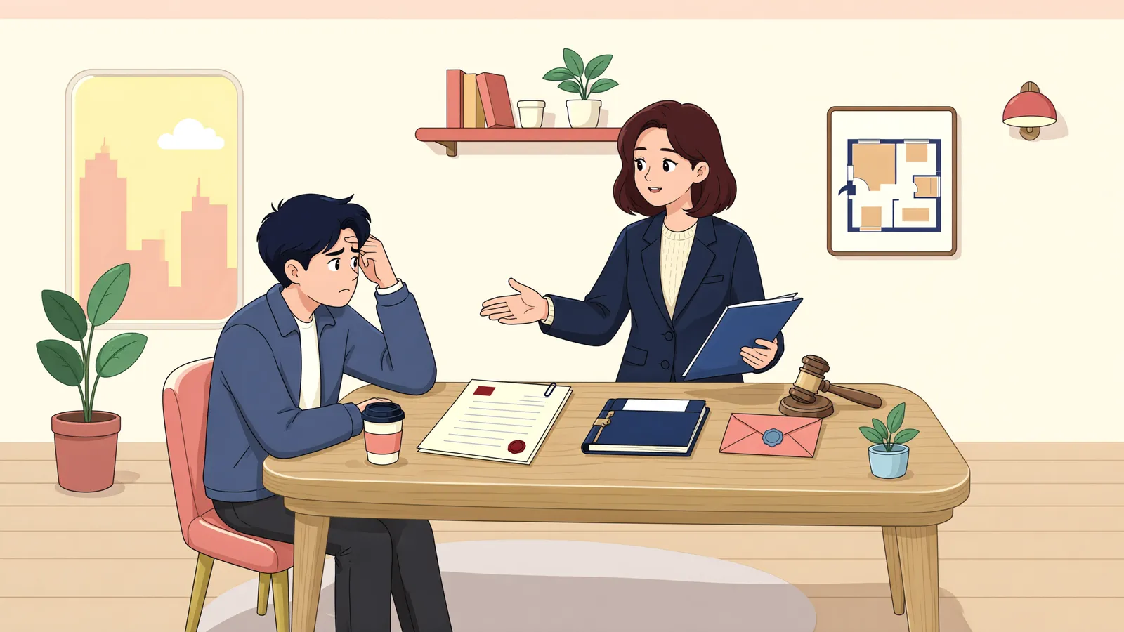 「해외 주소 소유자에게 경매개시결정이 송달되지 않았다면」 상황을 그린 삽화