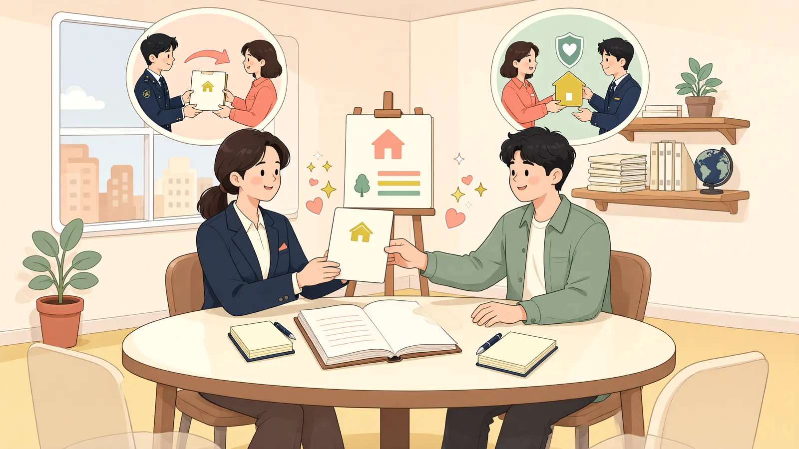「분양계약 인수, 명의신탁 약정이 있어도 유효할까」 상황을 그린 삽화