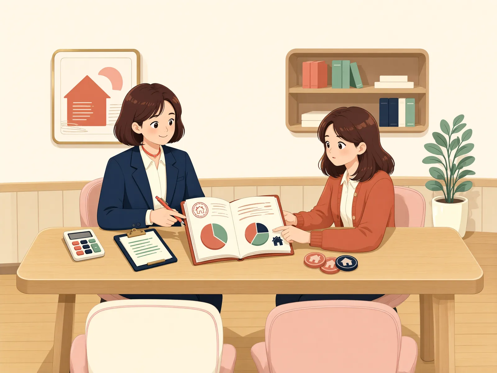 「압류한 보증금, 이자부터 갚아야 할까?」 상황을 그린 삽화