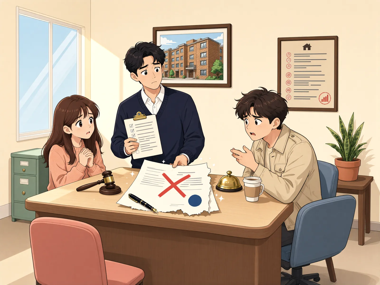 「더 달라고 한 매도인, 계약을 깨뜨린 걸까」 상황을 그린 삽화