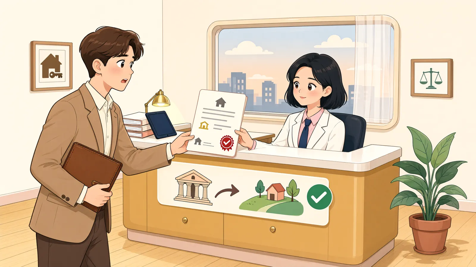 「재단법인의 기본재산, 채권자가 처분을 강제할 수 있을까」 상황을 그린 삽화
