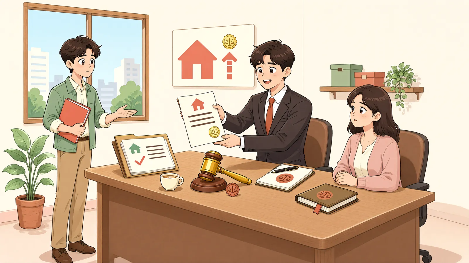 「전세금 못 받았다고 바로 경매 신청? 먼저 해야 할 일이 있습니다」 상황을 그린 삽화