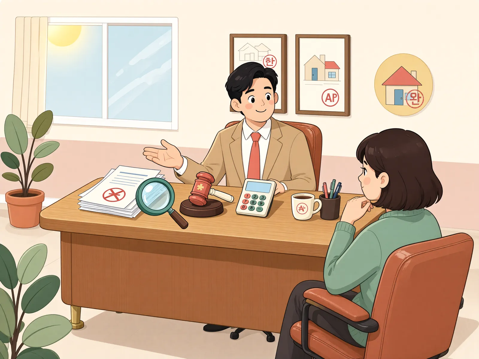 「경매로 팔린 임야, 양도소득세도 당연히 내야 할까」 상황을 그린 삽화