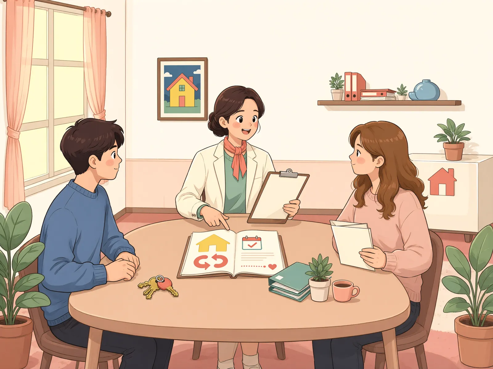 「3년 계약 뒤 5년째, 임차인은 나갈 수 있을까」 상황을 그린 삽화