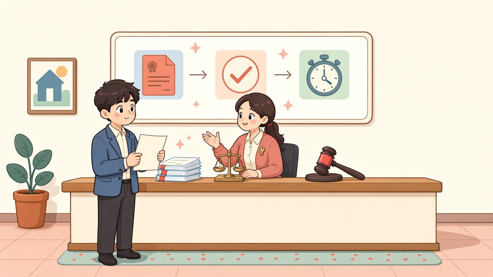 「배당이의서만 내고 기일에 빠졌다면」 상황을 그린 삽화