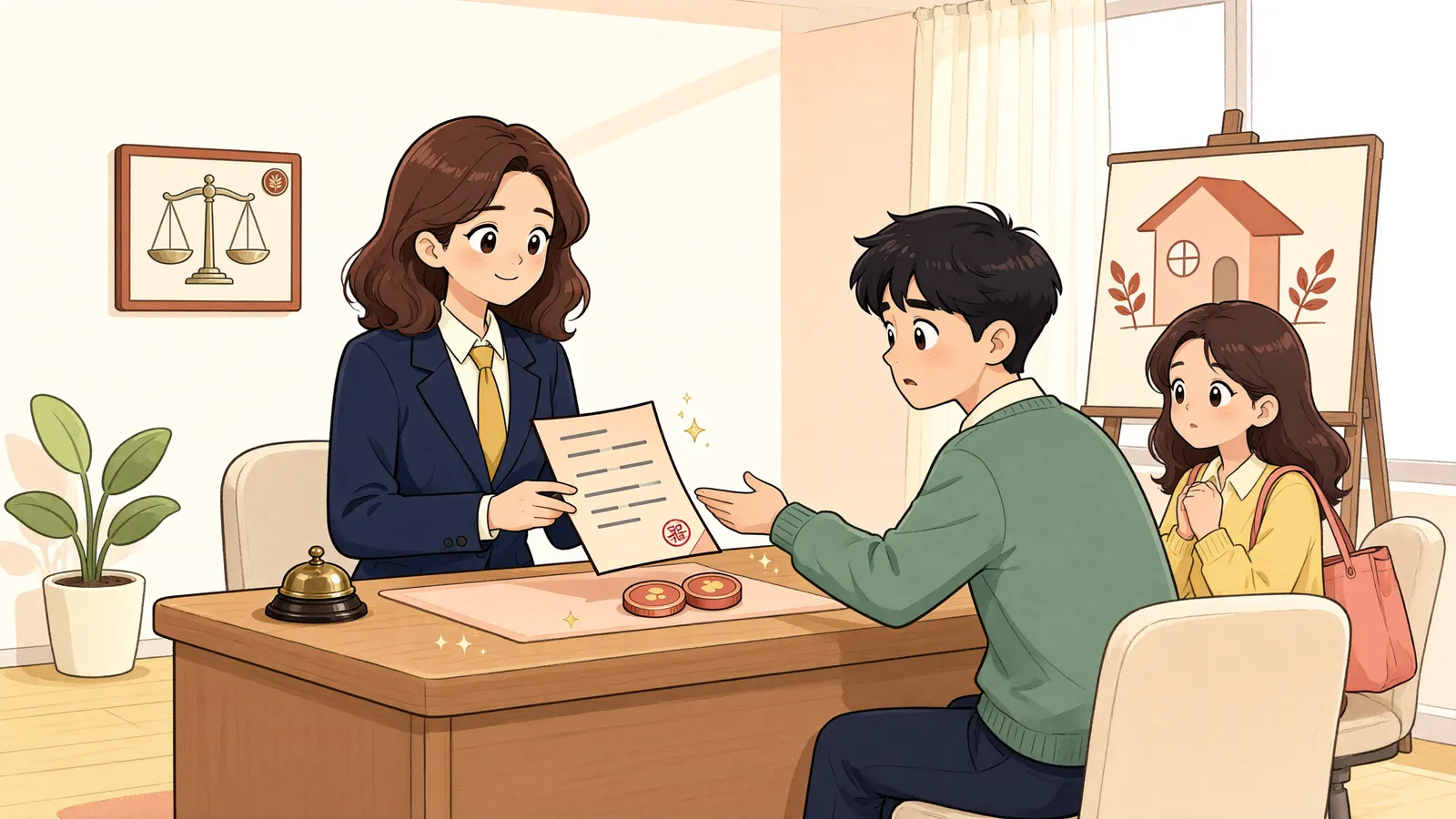 「계약금 일부만 받았는데, 그 두 배면 계약을 깰 수 있을까」 상황을 그린 삽화