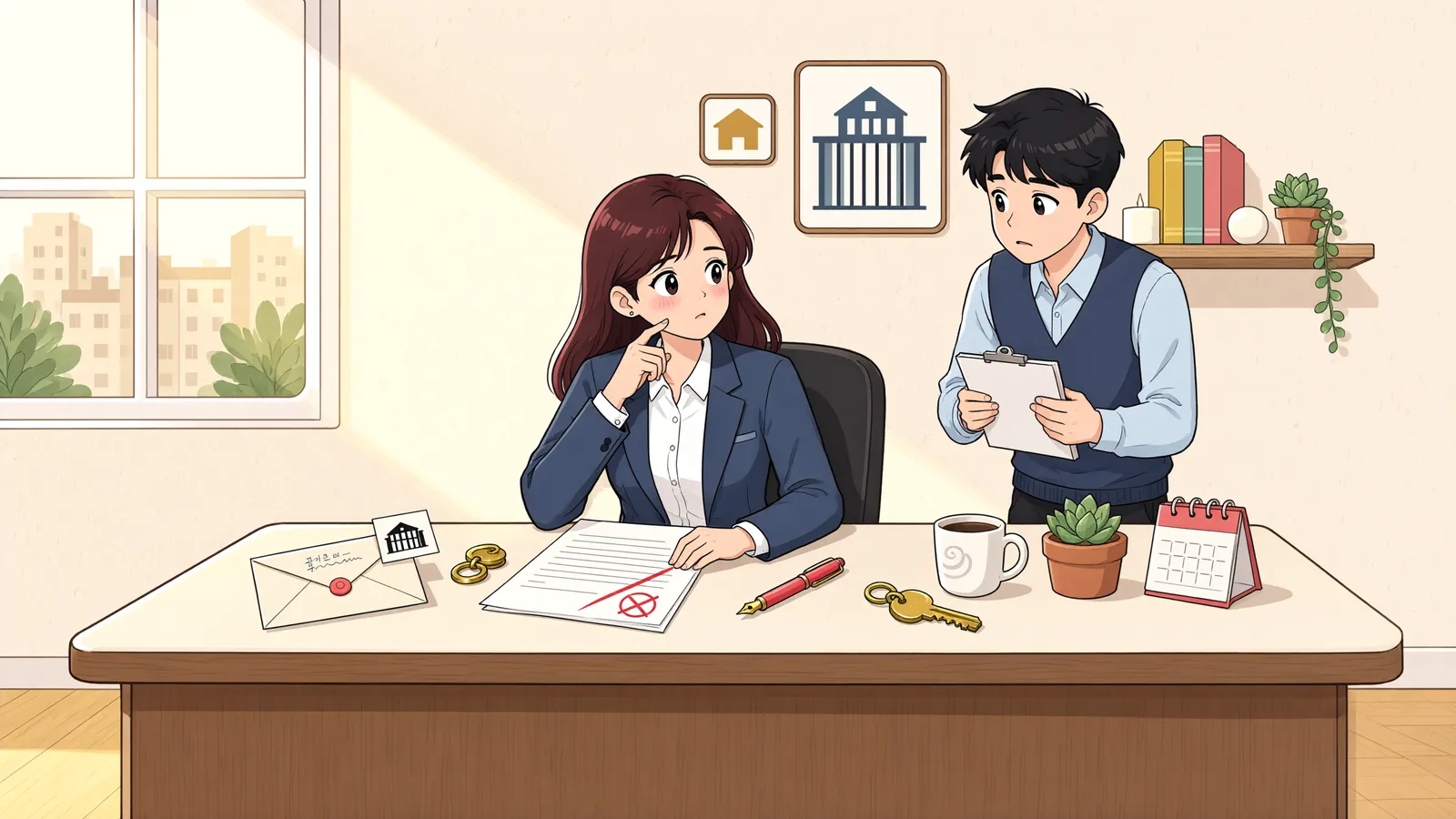 「주소지에 도착한 해지 통지, 받지 못해도 효력이 생길까」 상황을 그린 삽화