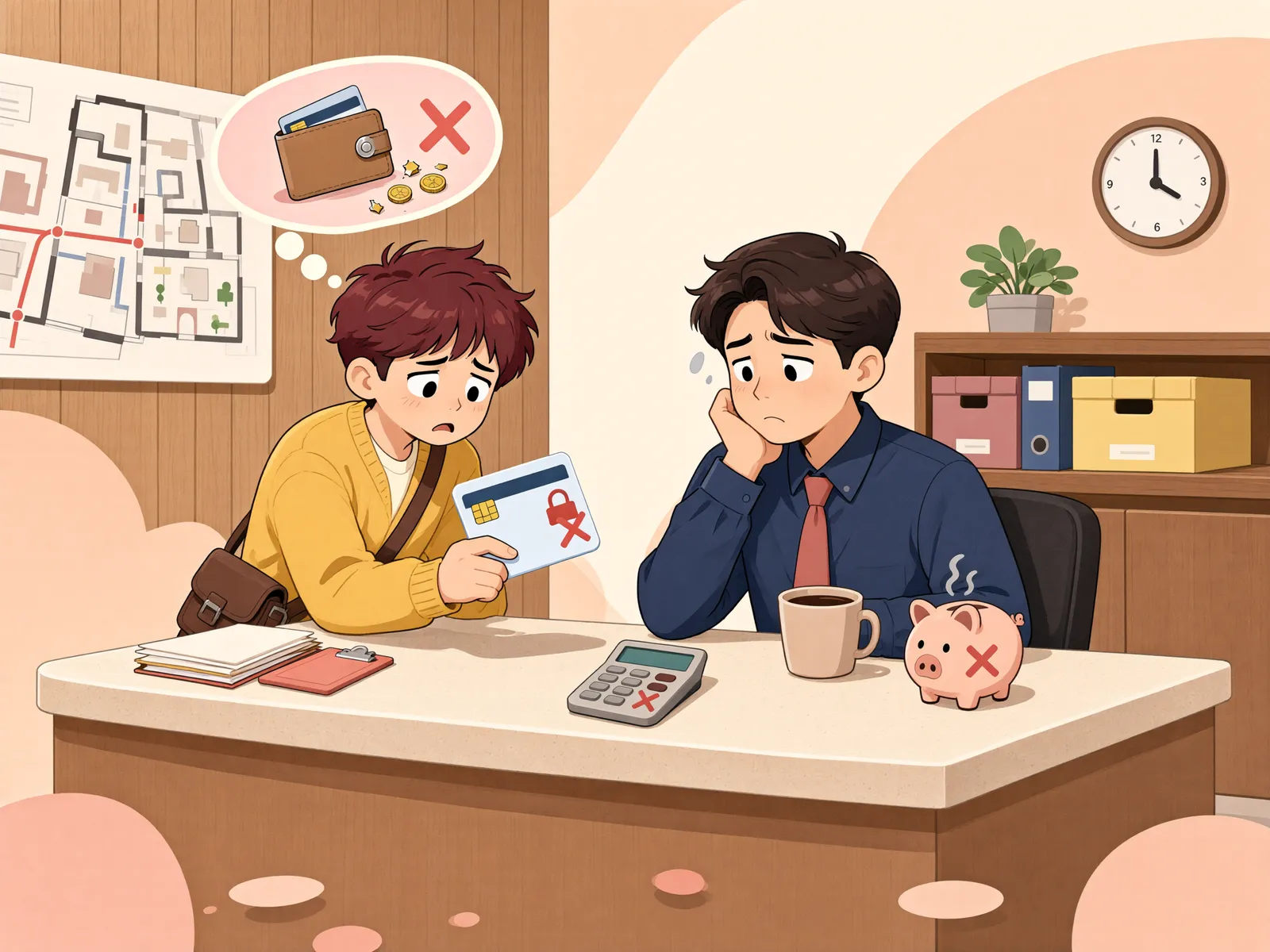 「월급날 전, 유일한 통장이 묶였다면」 상황을 그린 삽화