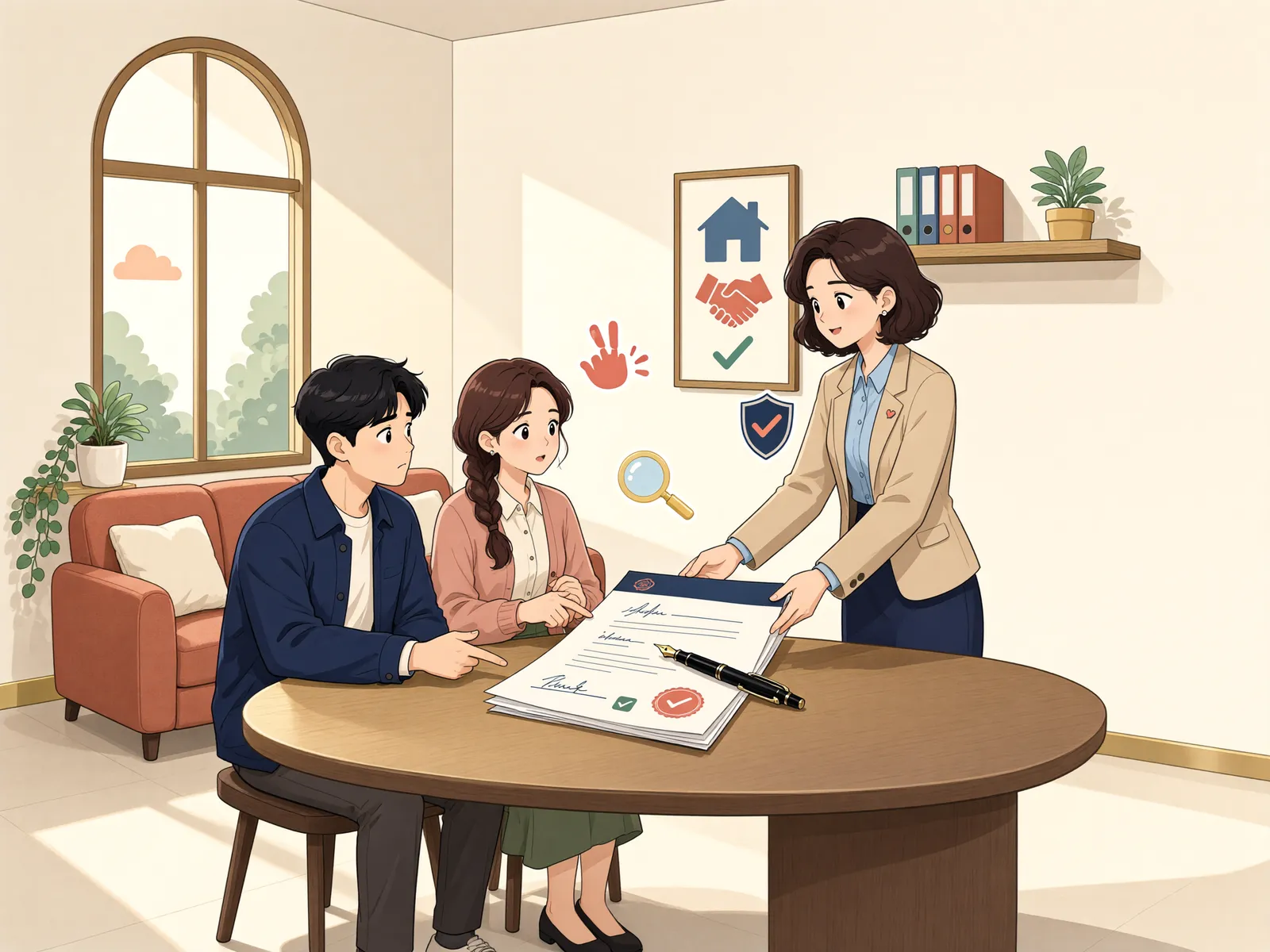 「신고 안 된 임대료, 재계약은 무효일까?」 상황을 그린 삽화