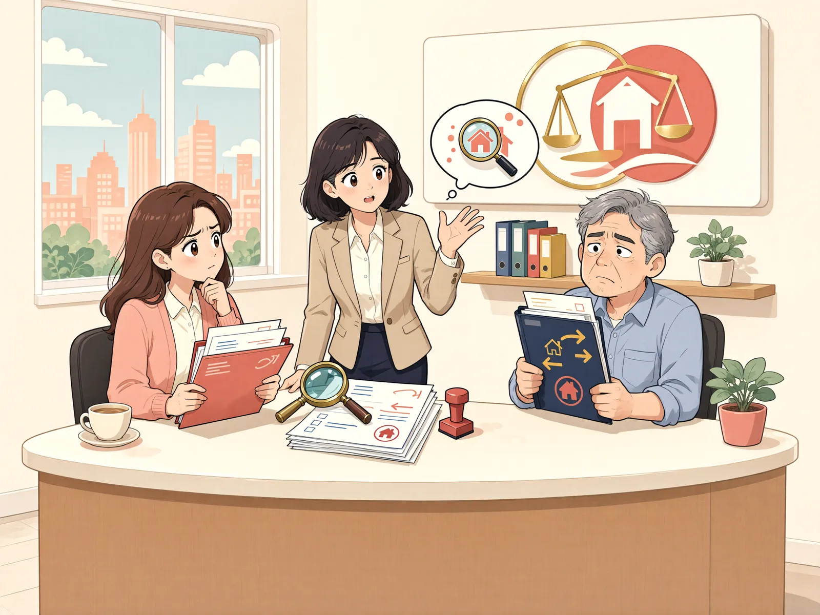 「수익자에게 이긴 판결, 전득자에게도 통할까」 상황을 그린 삽화