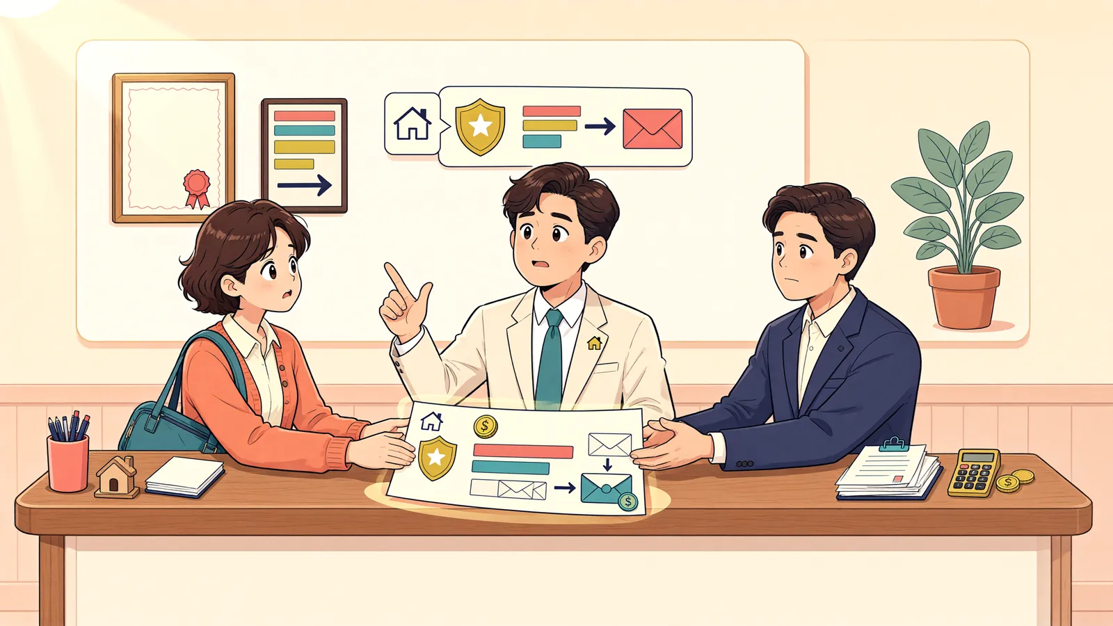 「소액임차인 보호액부터, 남은 보증금은 순위대로」 상황을 그린 삽화