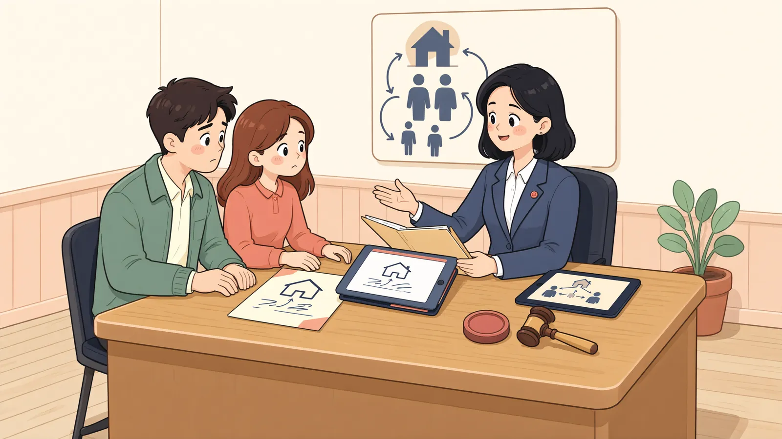 「배우자 사망 뒤에도 부부간 명의신탁은 남을까」 상황을 그린 삽화