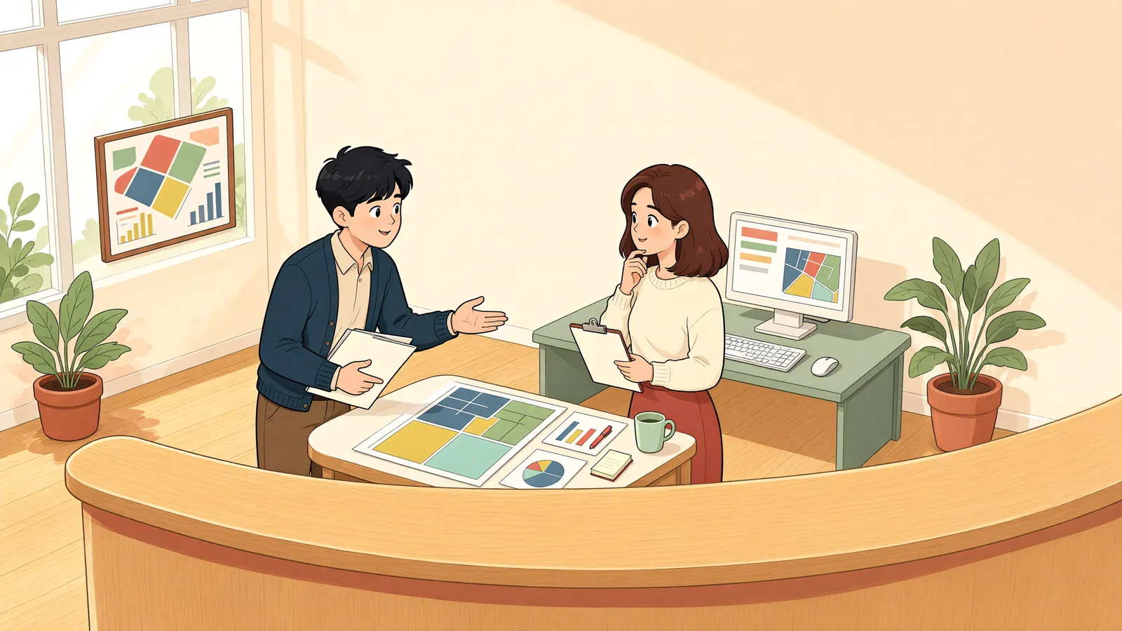 「한 필지, 두 가지 쓰임새라면 공시지가도 달라질까」 상황을 그린 삽화