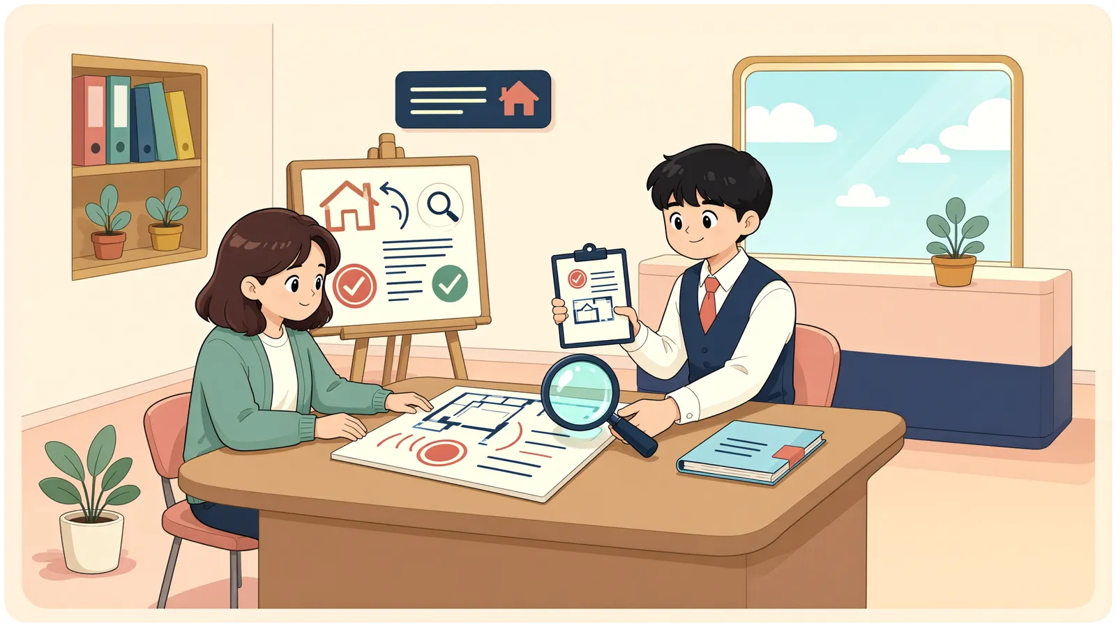 「경매 부동산의 가압류, 낙찰자가 떠안아야 할까?」 상황을 그린 삽화