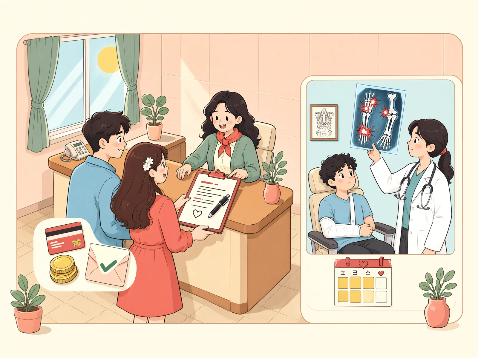 「신혼여행 출발 사흘 전, 환불 불가 약관이 우선일까」 상황을 그린 삽화