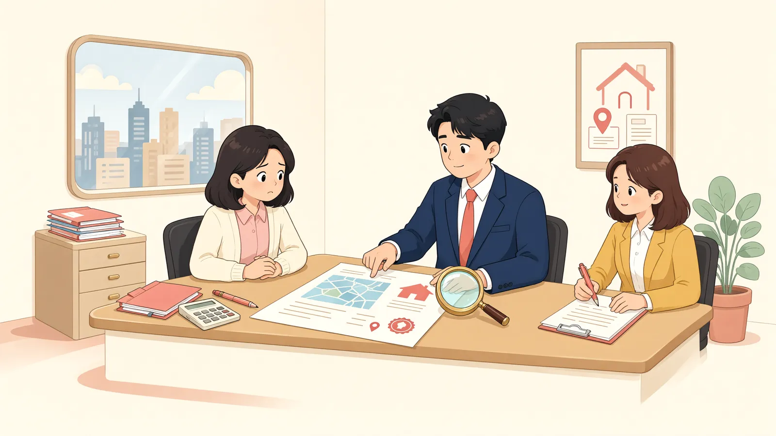 「가등기된 임야, 채무자의 재산으로 볼 수 있을까」 상황을 그린 삽화