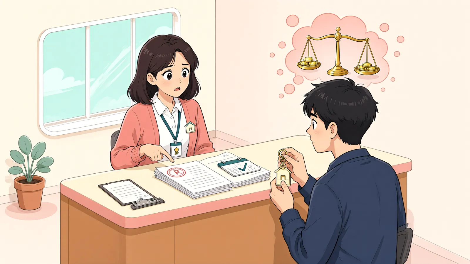 「보증금 못 받은 임차인의 점포 점유, 부당이득일까?」 상황을 그린 삽화