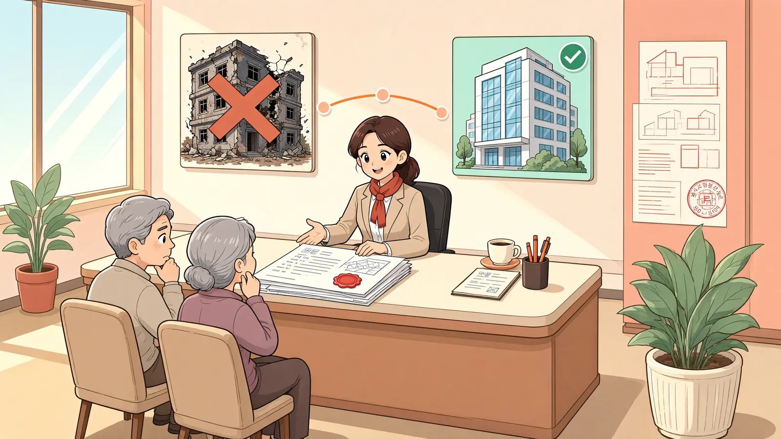 「새로 지은 집에도 법정지상권이 생길까」 상황을 그린 삽화