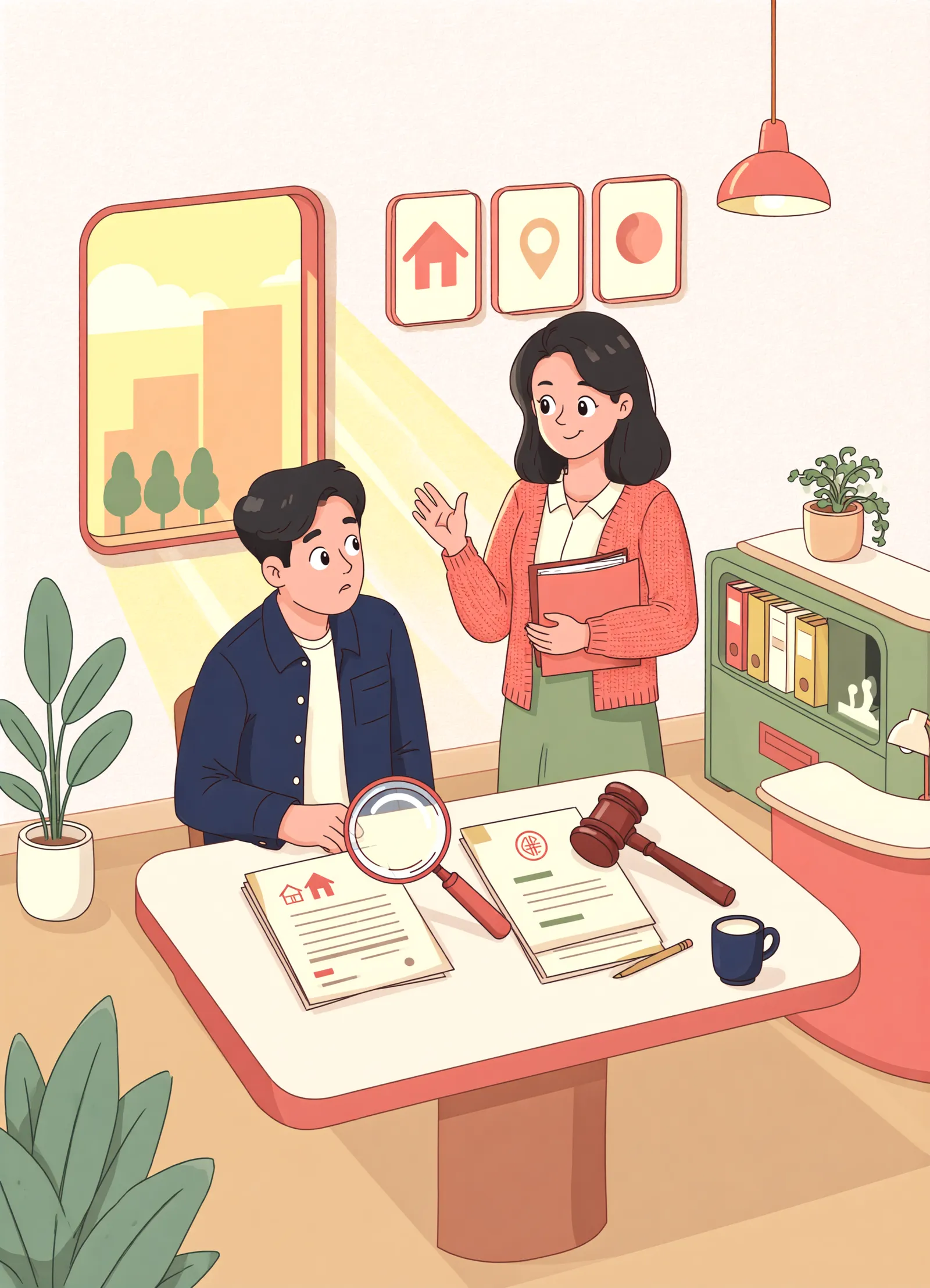 「사망한 소유자에게 받은 확정판결, 건물 집행까지 이어질까」 상황을 그린 삽화