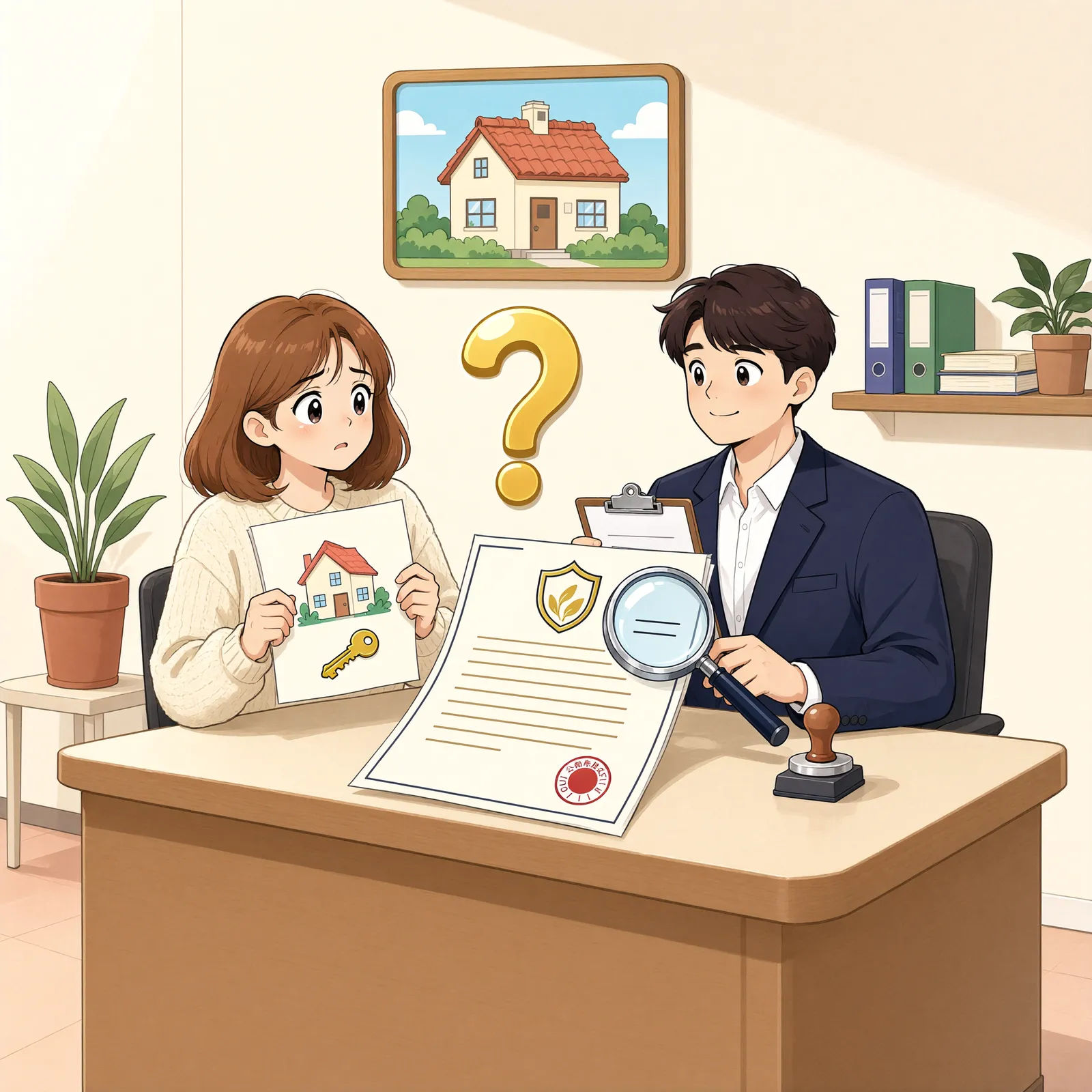 「계약서만으로는 경매 배당을 받을 수 없을까?」 상황을 그린 삽화