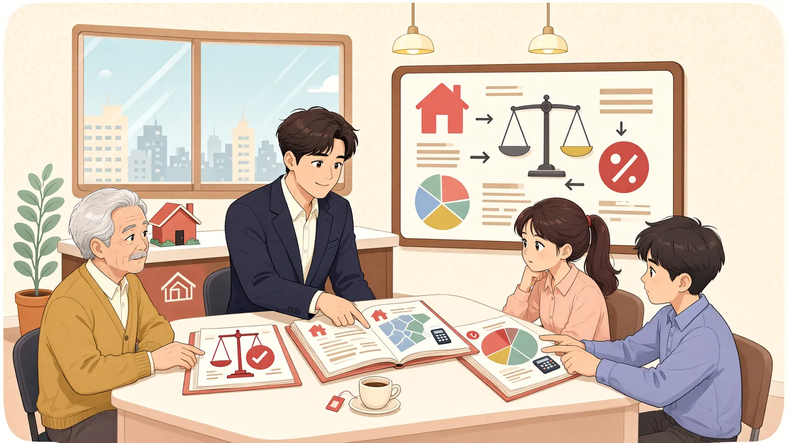「상속재산보다 빚이 많다면, 생전 증여는 어떻게 계산할까」 상황을 그린 삽화