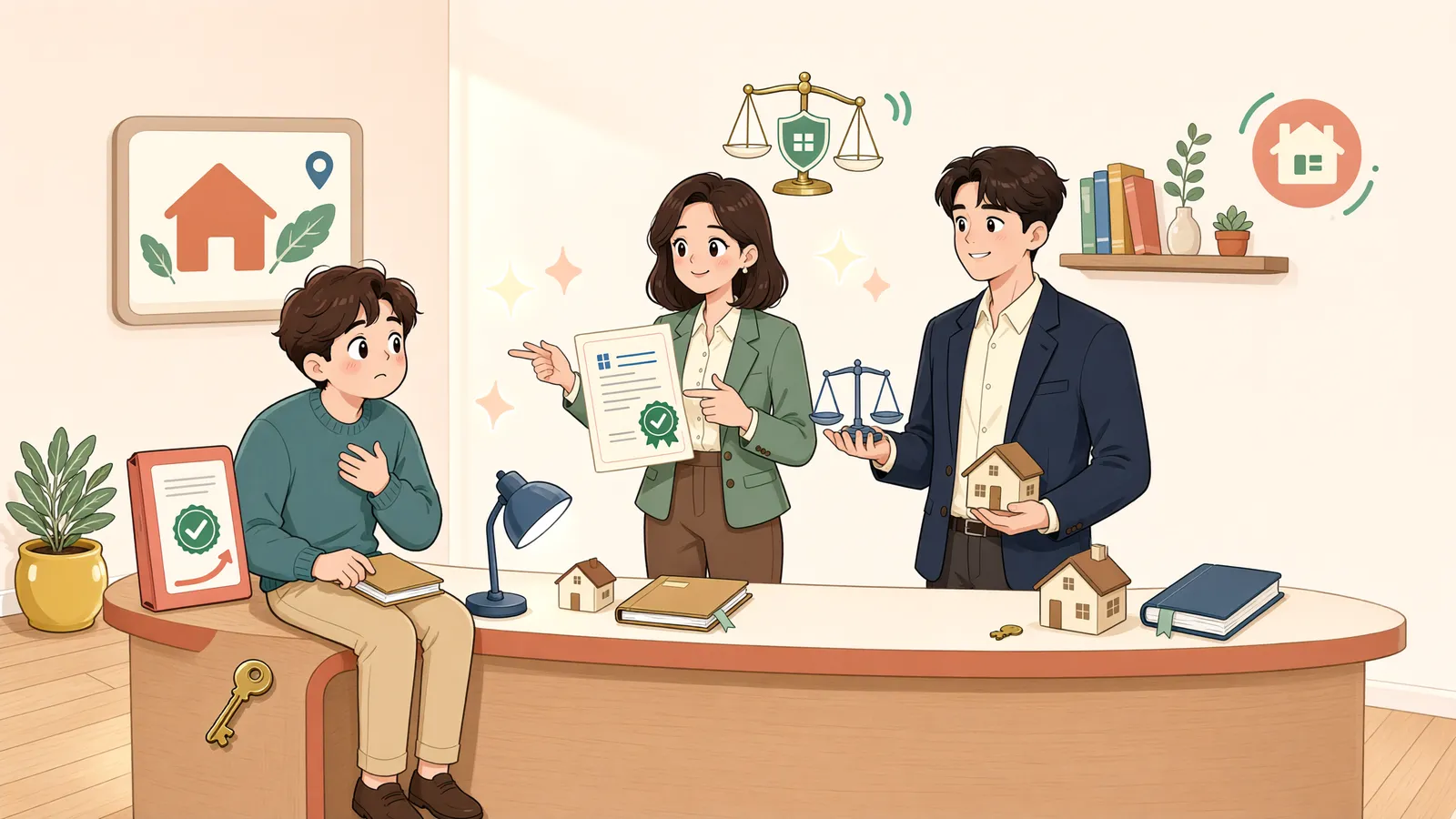 「개인회생 절차가 끝난 뒤, 면책신청은 가능할까?」 상황을 그린 삽화