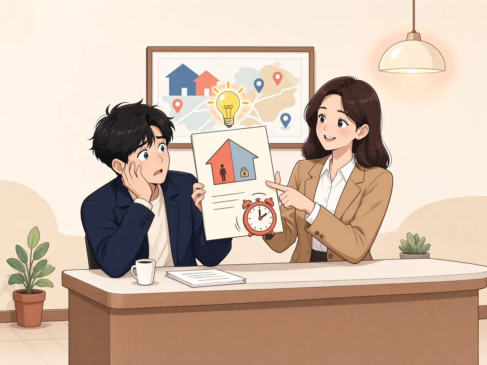 「타인 지분이 드러난 토지 매매, 대금감액 청구는 언제까지?」 상황을 그린 삽화