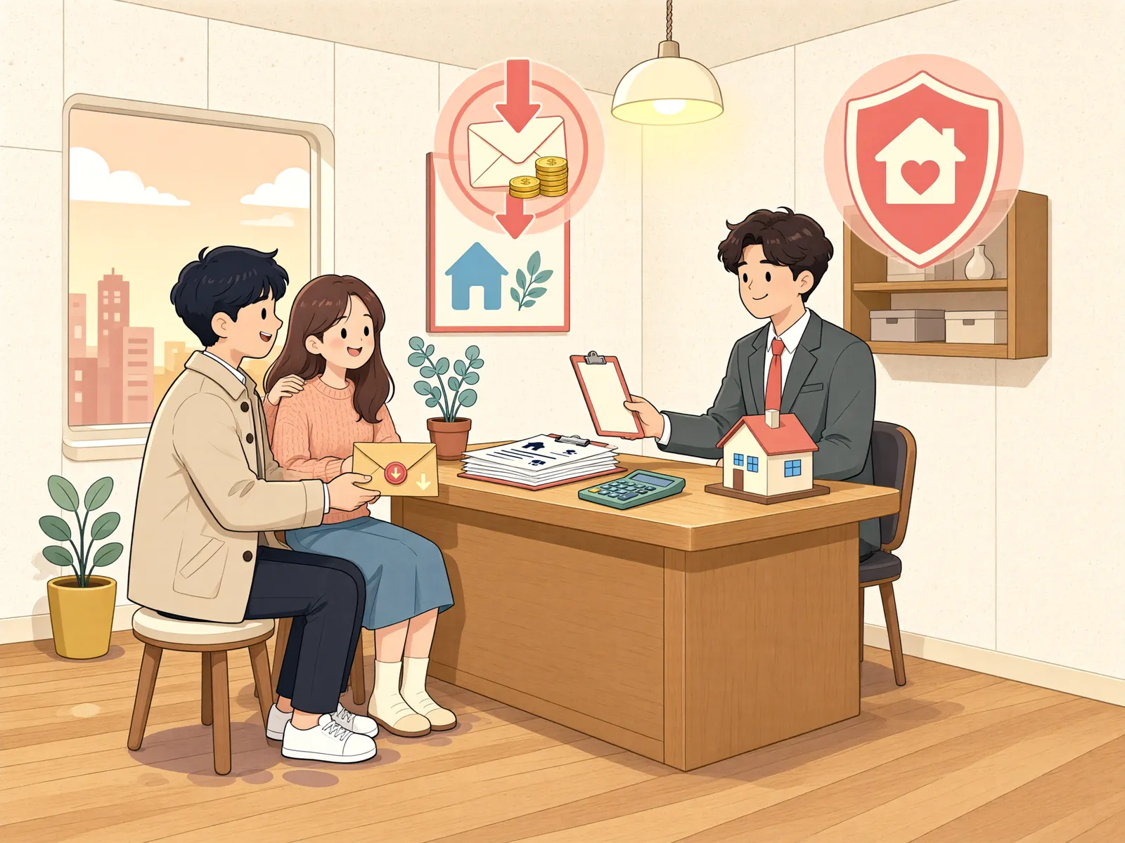 「보증금을 낮춘 새 계약, 경매에서도 소액임차인으로 보호될까」 상황을 그린 삽화