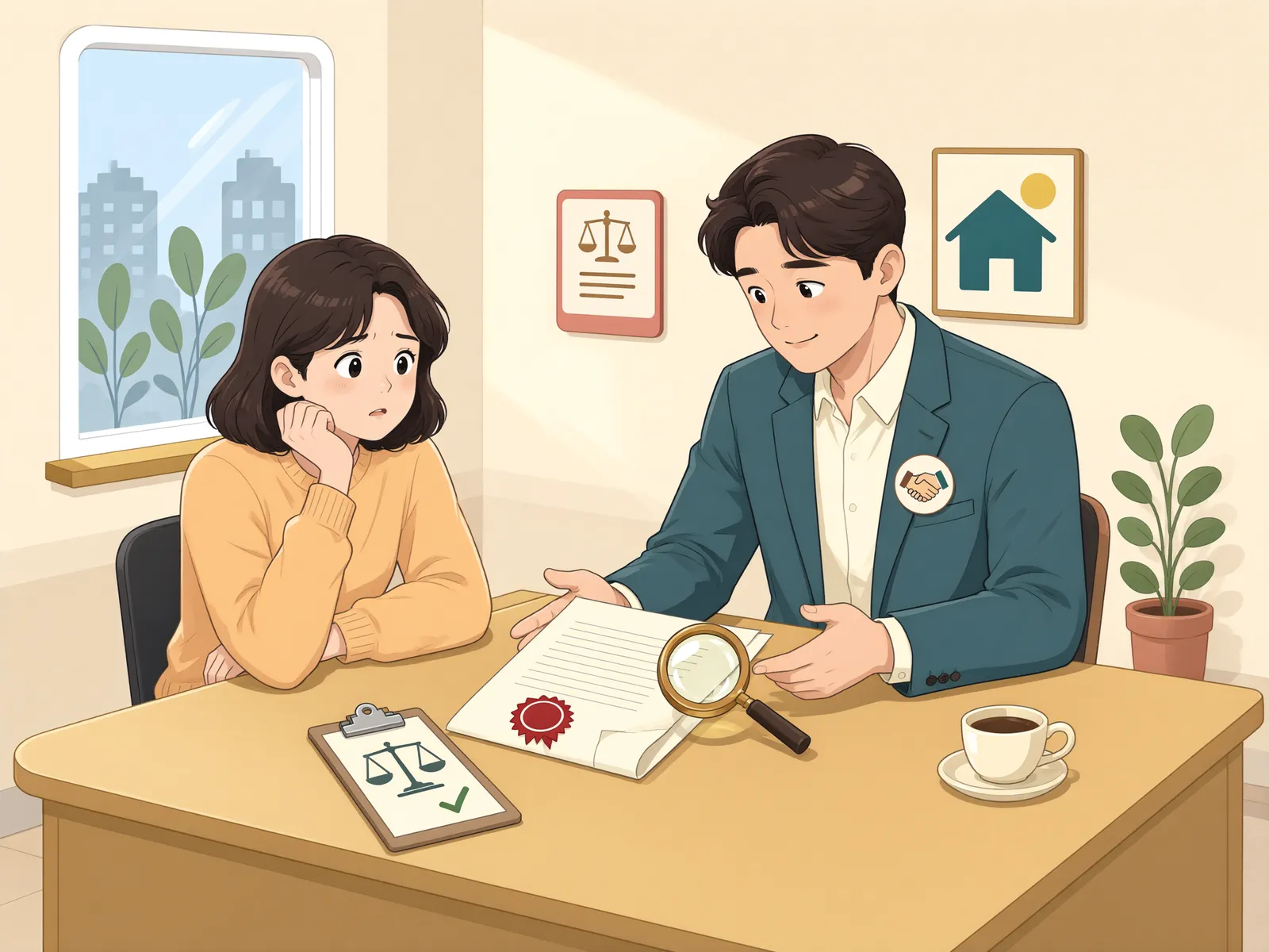 「상속채무 판결이 확정된 뒤, 한정승인과 상속포기는 다릅니다」 상황을 그린 삽화