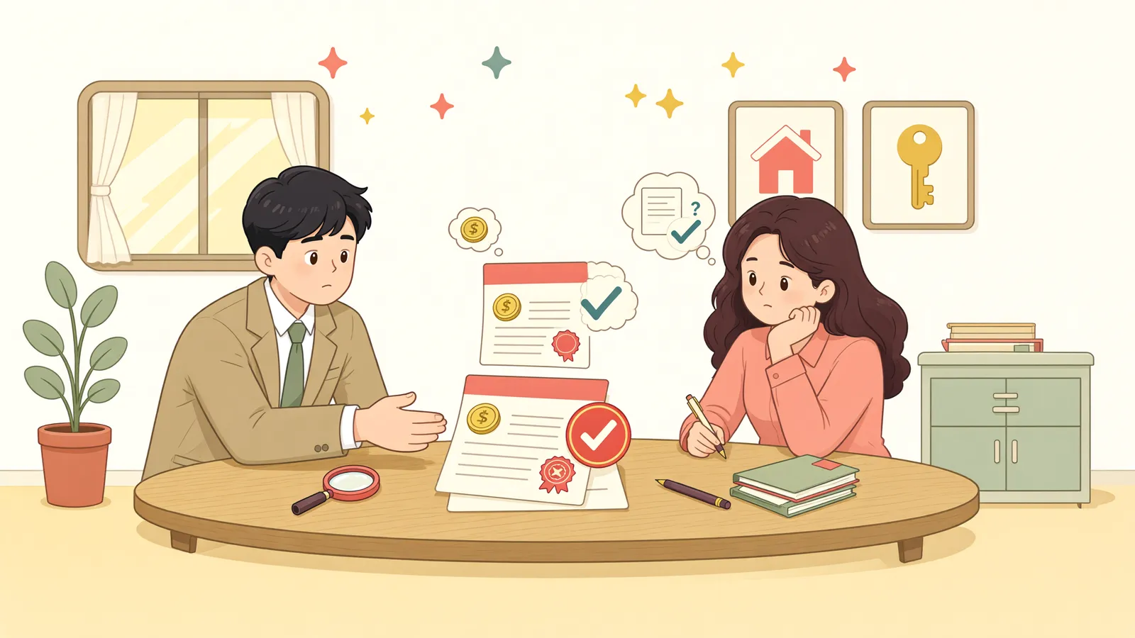 「청산금 없다는 통지에 침묵했다면, 상속인이 등기를 되돌릴 수 있을까」 상황을 그린 삽화