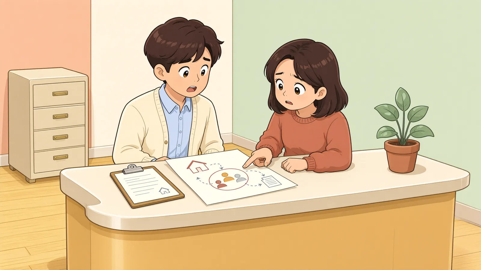 「해외로 떠난 상속인, 임야 상속등기는 어떻게 할까」 상황을 그린 삽화