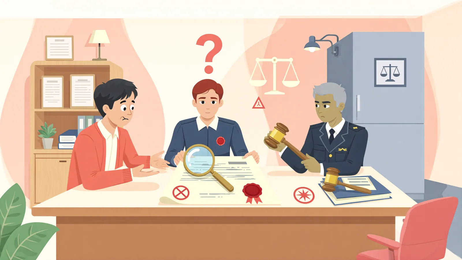 「남은 보증서류로 진행된 경매, 채권자에게 손해배상을 청구할 수 있을까」 상황을 그린 삽화