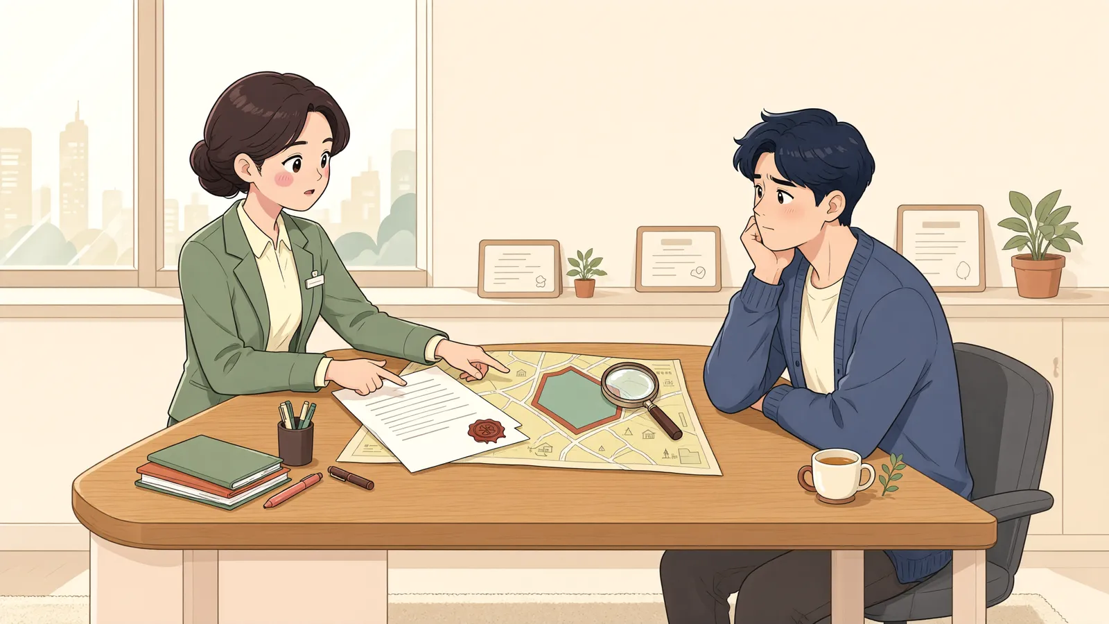 「20년 넘게 밭을 일궜다면, 미등기 땅은 내 땅일까?」 상황을 그린 삽화