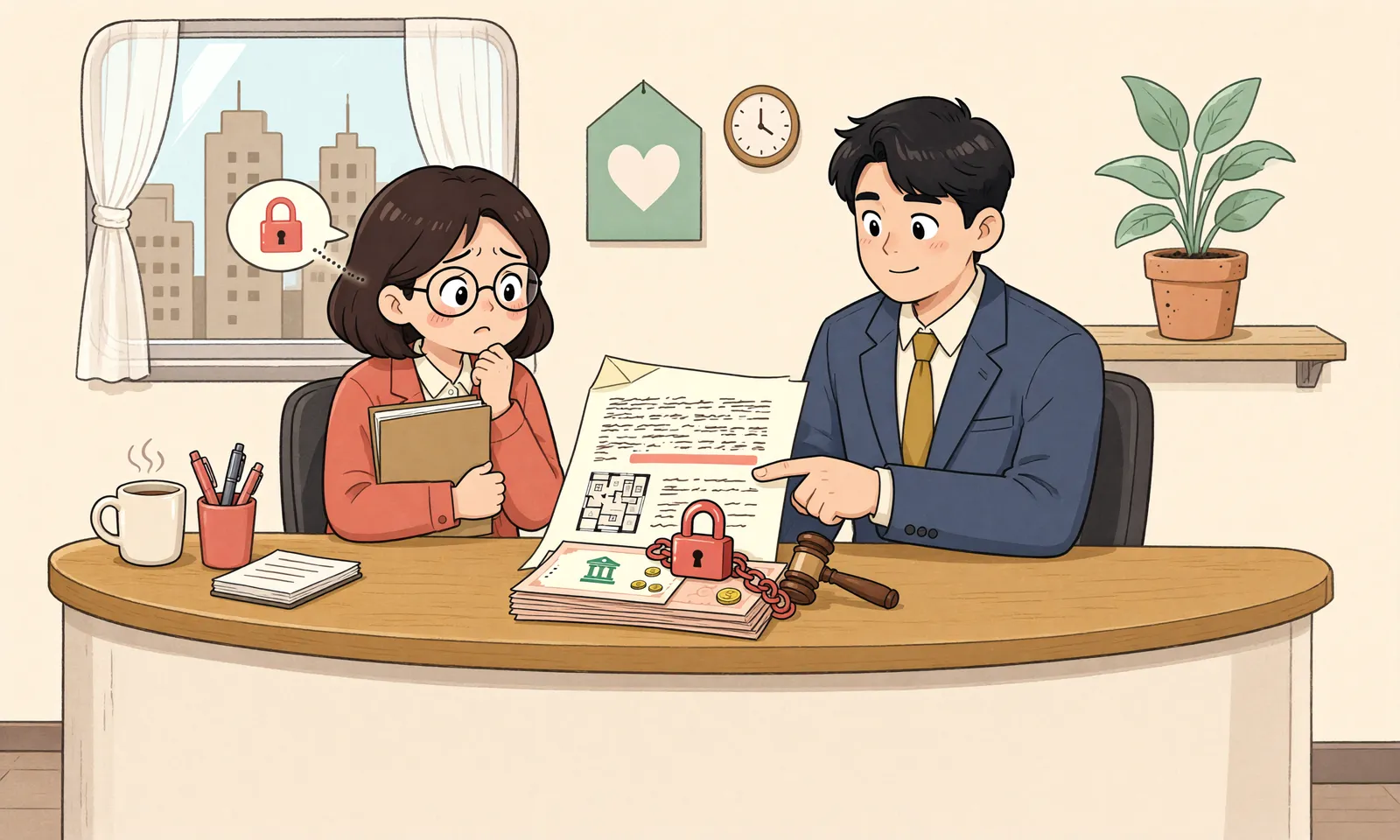 「가압류 뒤 들어온 임대료, 이미 묶인 돈일까?」 상황을 그린 삽화