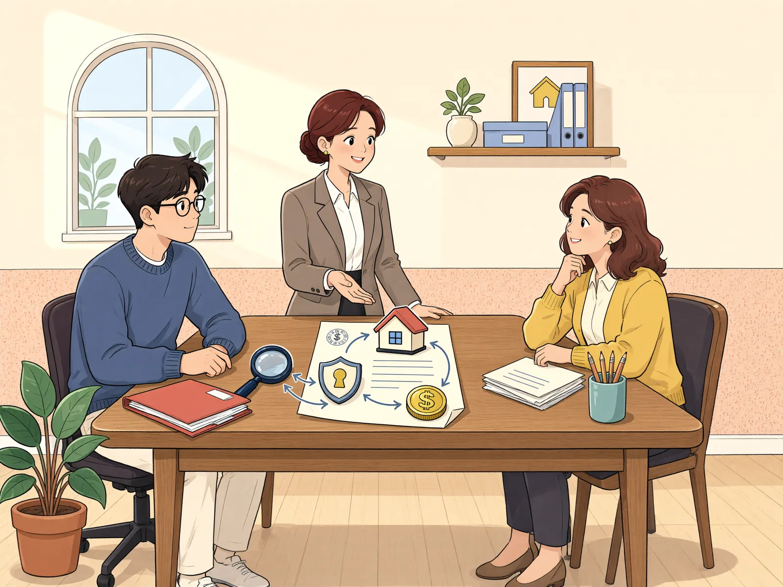 「미납 전기요금, 보증금에서 빼도 될까요?」 상황을 그린 삽화