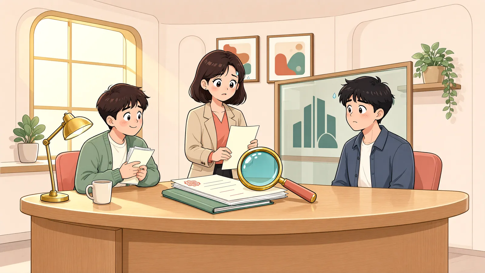 「확정판결이 있는 구상금, 매수인이 다시 다툴 수 있을까」 상황을 그린 삽화